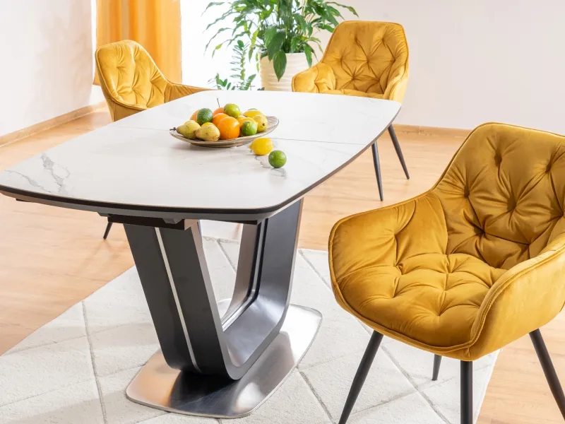 Stół rozkładany ARMANI CERAMIC 160x90 - biały/czarny