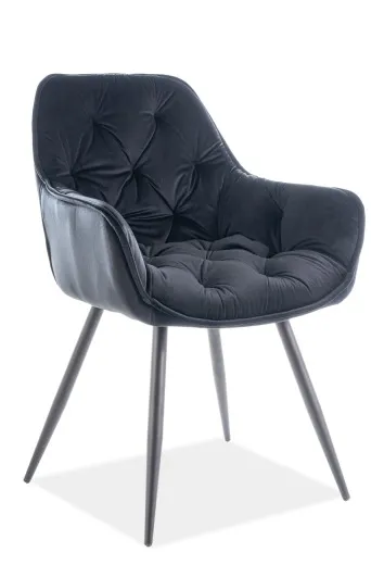 tkanina Bluvel 19 Krzesło welurowe pikowane CHERRY Velvet - czarny Bluvel 19