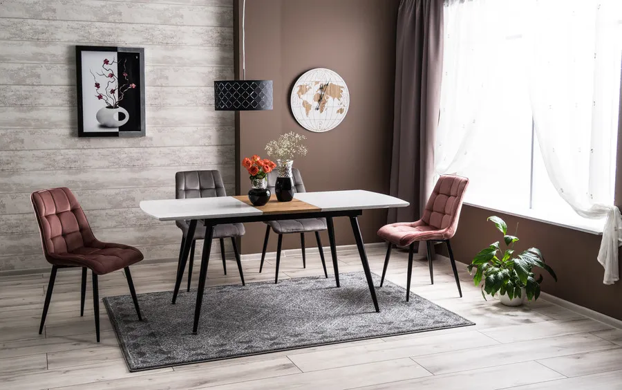 Krzesło welurowe pikowane CHIC Velvet - róż antyczny Bluvel 52