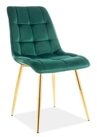 tkanina Bluvel 78 Krzesło welurowe pikowane CHIC VELVET Złoty - zielony Bluvel 78