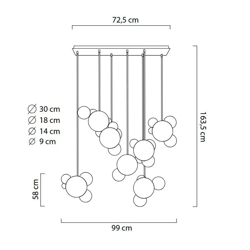 Lampa wisząca CAPRI LINE 7 - 420 LED - złoty