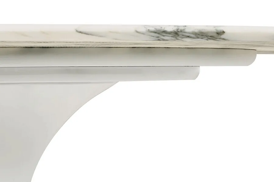 Stół TULIP Ellipse Marble Arabescato 200x120 - biały marmur