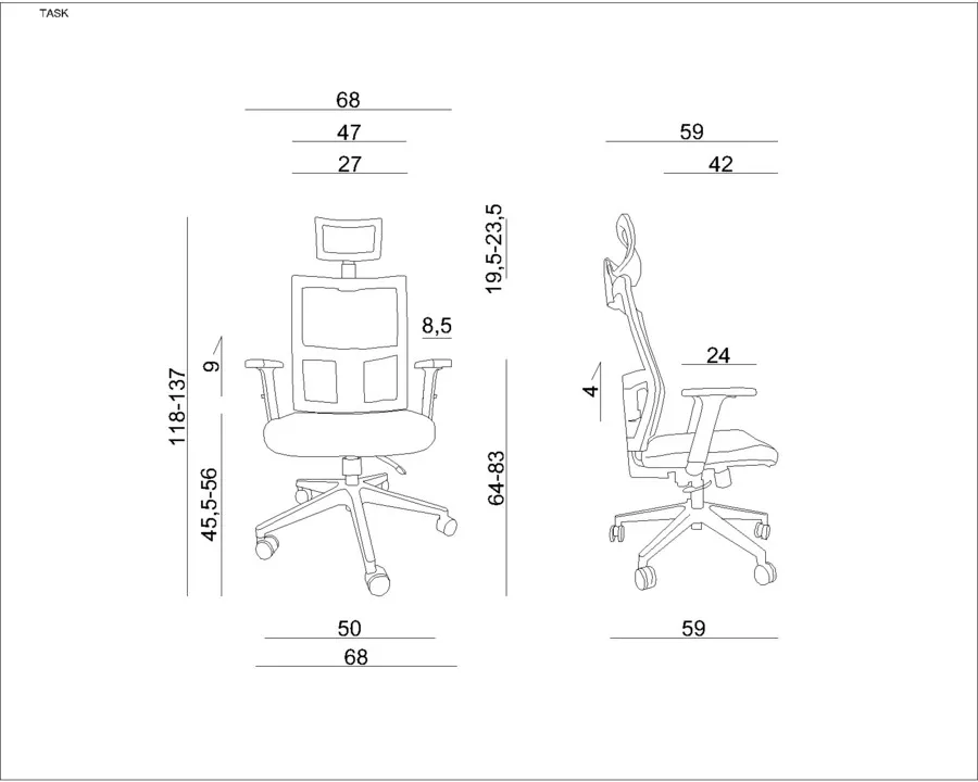 Fotel biurowy TASK - czarny