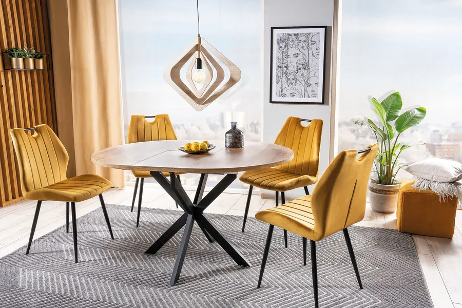 Krzesło tapicerowane welurowe ARCO Velvet - curry Bluvel 68