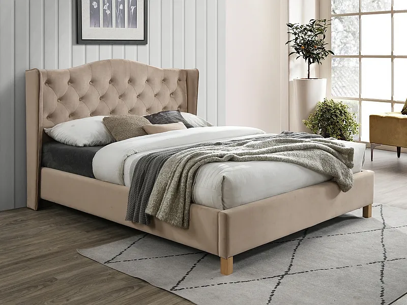 tkanina Bluvel 28 Łóżko ASPEN Velvet 160x200 - beżowy Bluvel 28