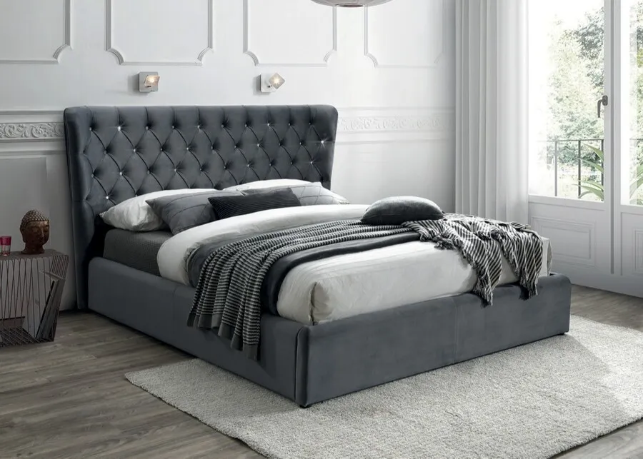 tkanina Bluvel 14 Łóżko CARVEN Velvet 160x200 - szary Bluvel 14