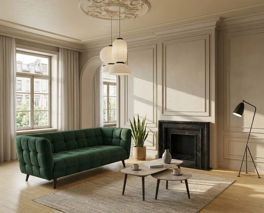 Sofa CASTELLO 3 Velvet - zielony Bluvel 78