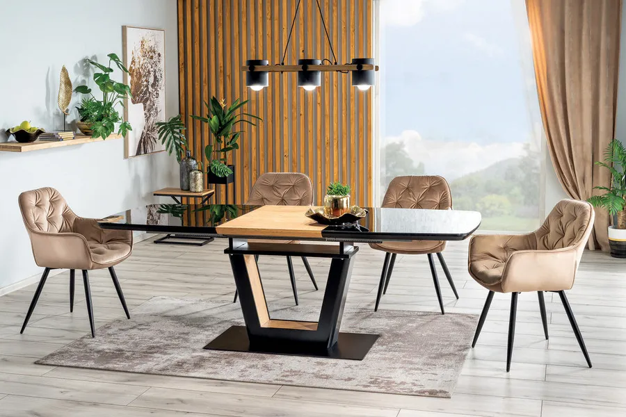 Krzesło welurowe pikowane CHERRY Velvet - beż Bluvel 28