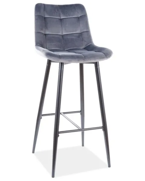 tkanina Bluvel 14 Hoker tapicerowany welurowy CHIC H-1 Velvet - czarny/szary Bluvel 14
