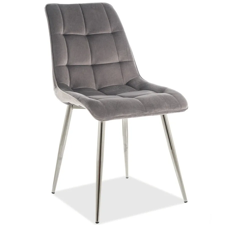 tkanina Bluvel 14 Krzesło welurowe pikowane CHIC CHROM Velvet - szary Bluvel 14