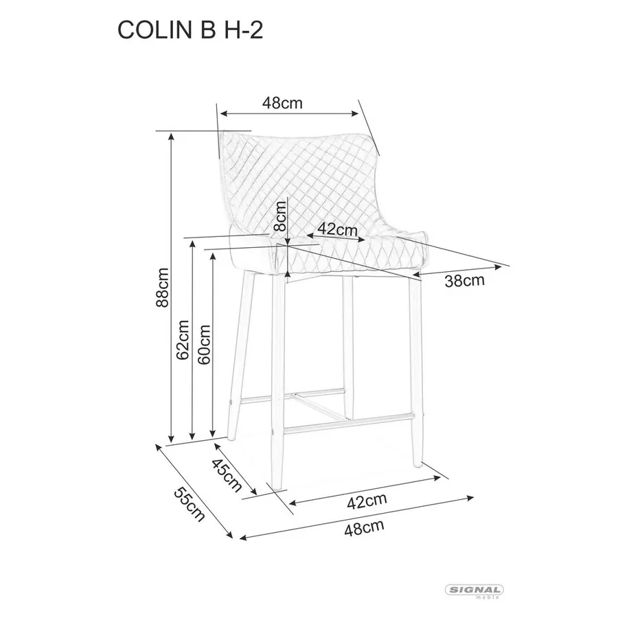 Hoker tapicerowany welurowy COLIN B H-2 Velvet - czarny Bluvel 19
