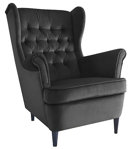 tkanina Bluvel 19 Fotel uszak HARRY Velvet - czarny Bluvel 19