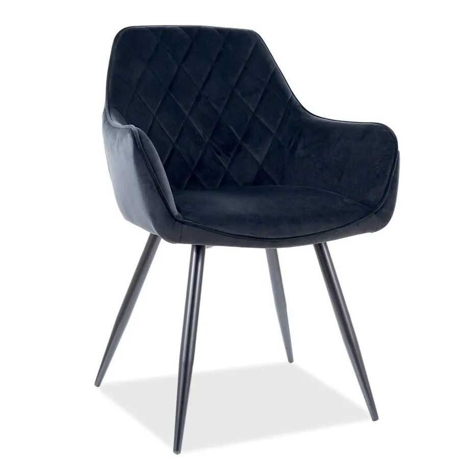 tkanina Bluvel 19 Krzesło welurowe z podłokietnikami LINEA Velvet - czarny Bluvel 19