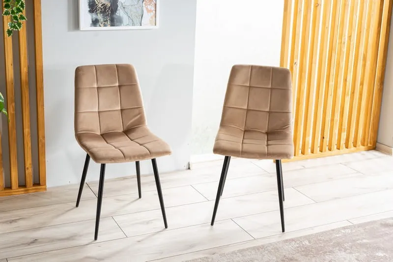 Krzesło welurowe pikowane MILA Velvet - beż Bluvel 28