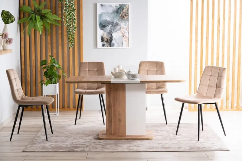 Krzesło welurowe pikowane MILA Velvet - beż Bluvel 28