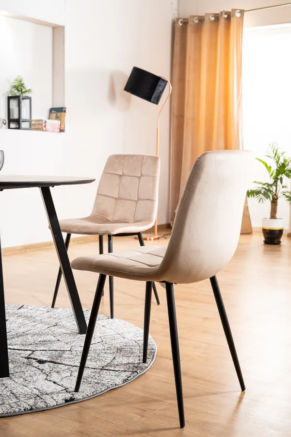 Krzesło welurowe pikowane MILA Velvet - beż Bluvel 28