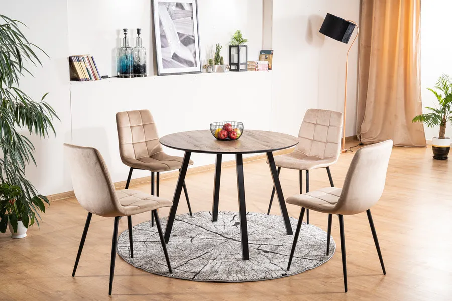 Krzesło welurowe pikowane MILA Velvet - beż Bluvel 28