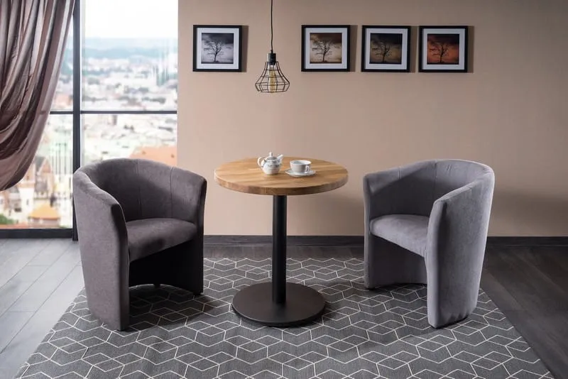 Stół okrągły PURO II LAMINAT 70 cm - dąb/czarny