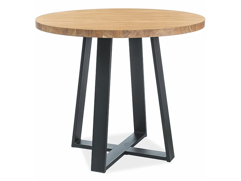 Stół okrągły VASCO LAMINAT 90 cm - dąb/czarny