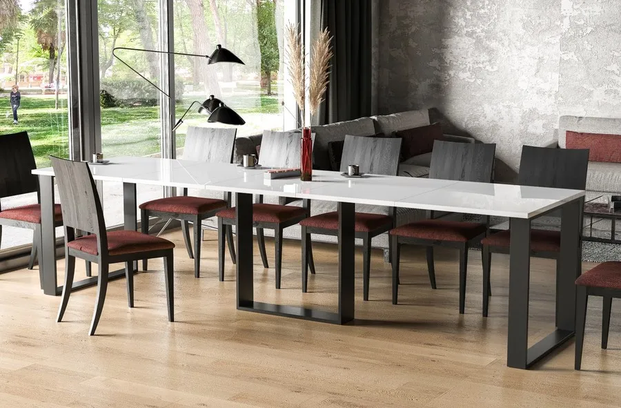 Stół rozkładany BORYS BIS 130/310x90 - biały połysk
