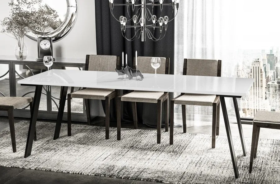 Stół rozkładany LIWIA 130/210x80 - biały połysk