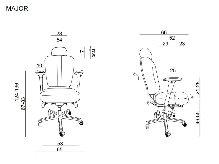 Ergonomiczny fotel biurowy MAJOR - czarny