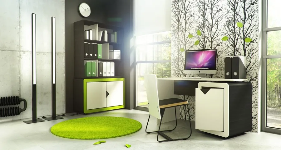 Kredens z kolekcji FRAME - dąb/pomarańczowy