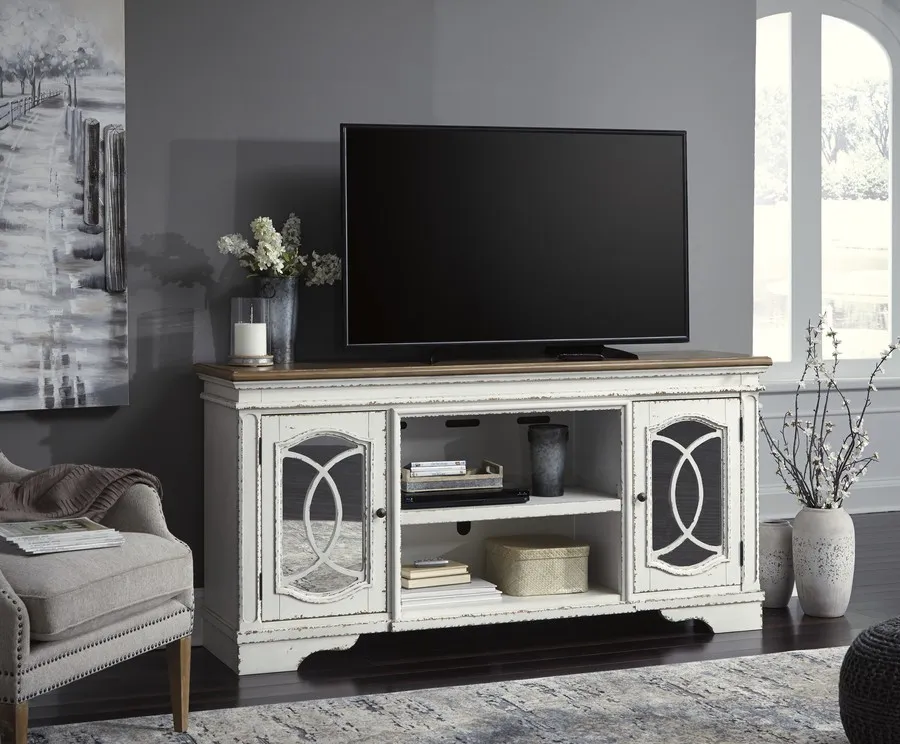 Szafka RTV REALYN W743-68 188 cm - biały/brązowy