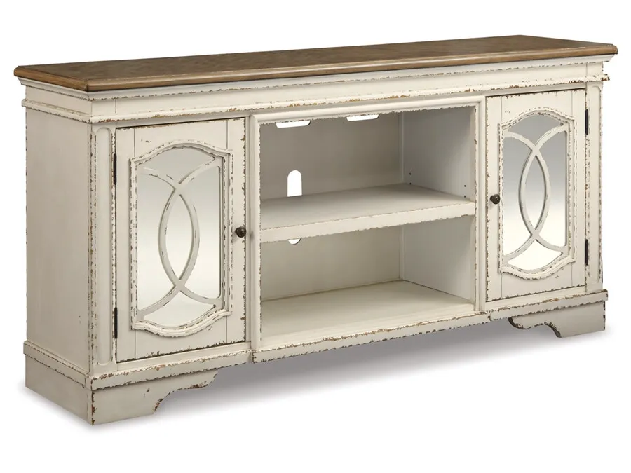 Szafka RTV REALYN W743-68 188 cm - biały/brązowy