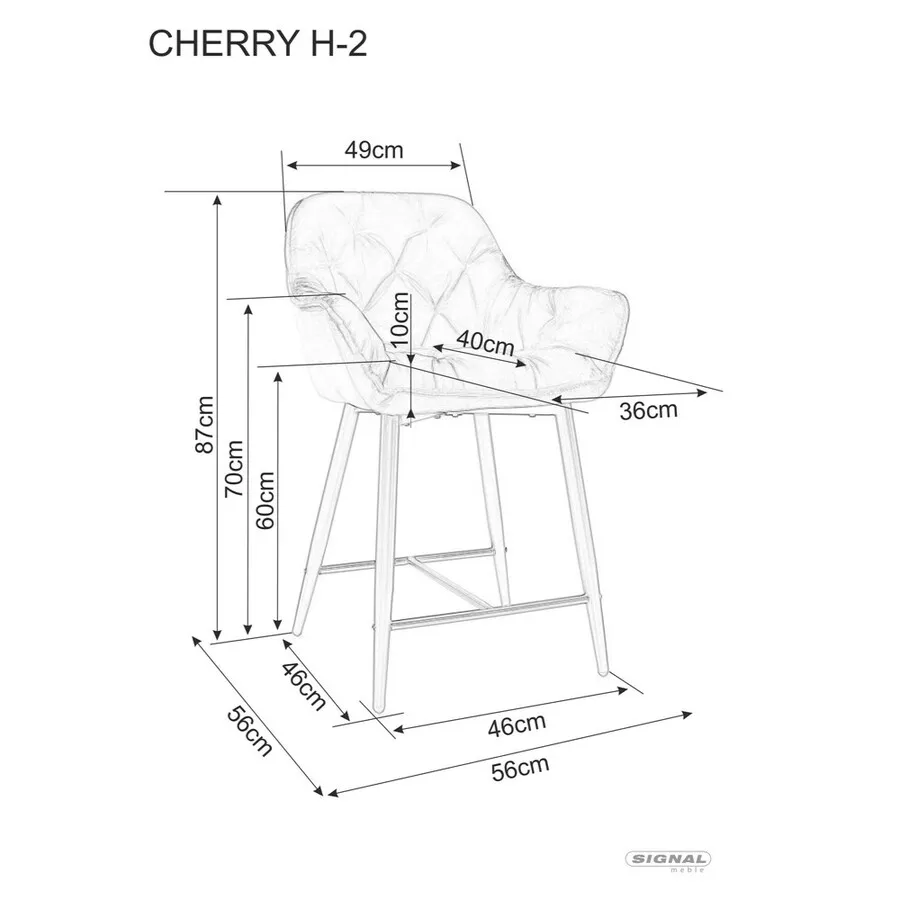 Hoker tapicerowany welurowy CHERRY H-2 Velvet - beżowy Bluvel 28