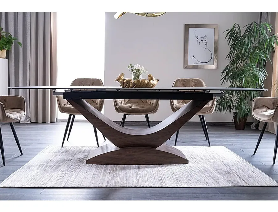 Stół rozkładany DOLCE CERAMIC 180/240x95 - szary/orzech