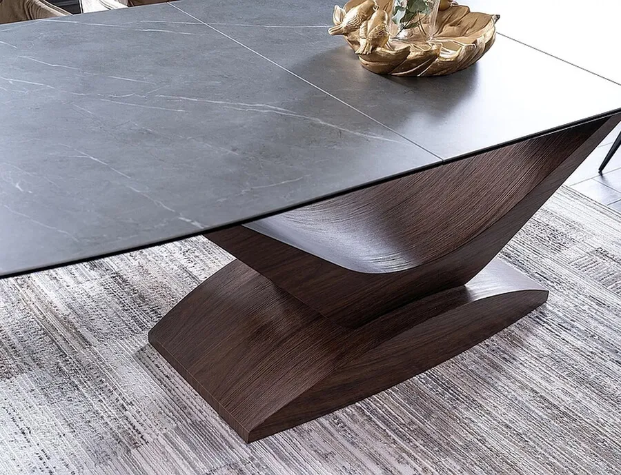 Stół rozkładany DOLCE CERAMIC 180/240x95 - szary/orzech