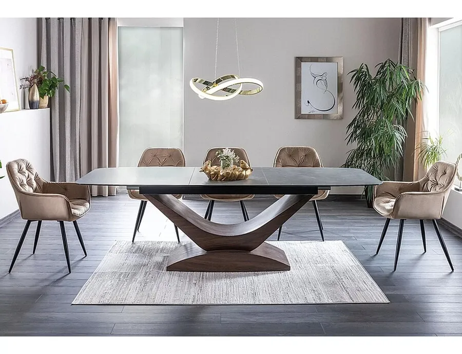 Stół rozkładany DOLCE CERAMIC 180/240x95 - szary/orzech