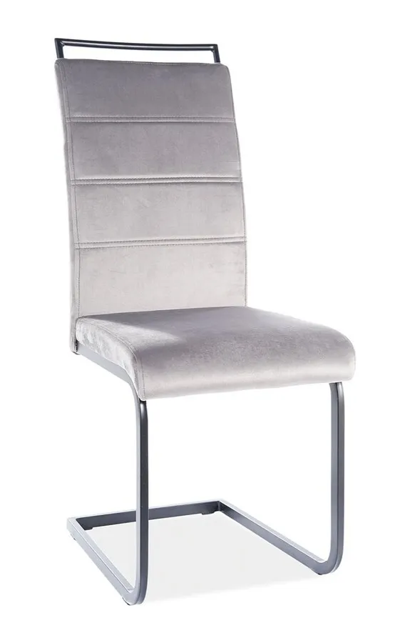 Krzesło na płozie welurowe H441 Velvet - szary/czarny