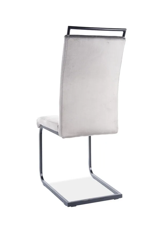 Krzesło na płozie welurowe H441 Velvet - szary/czarny