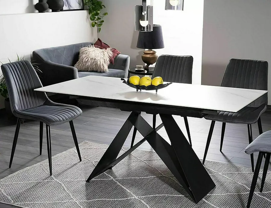 Stół rozkładany WESTIN SC 120/160x80 - biały/czarny mat