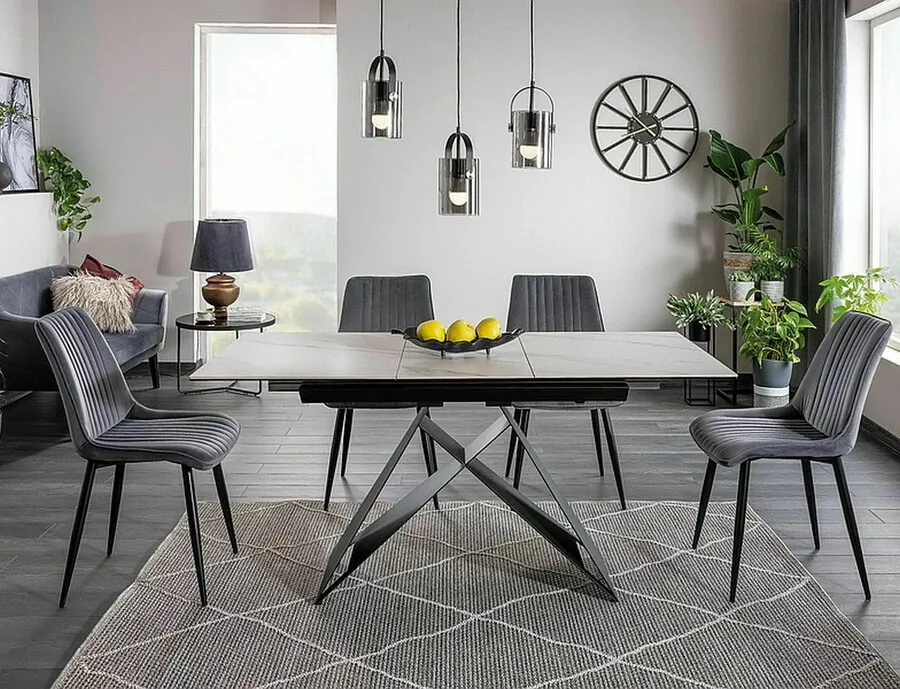 Stół rozkładany WESTIN SC 120/160x80 - biały/czarny mat