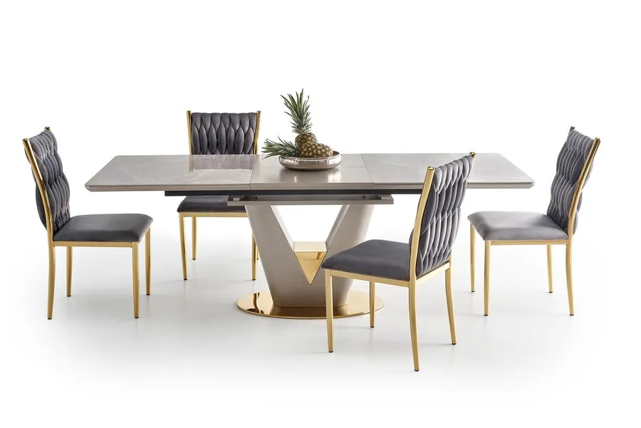 Stół rozkładany VALENTINO 160/220x90 - szary/złoty