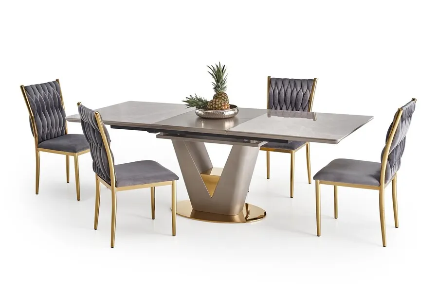 Stół rozkładany VALENTINO 160/220x90 - szary/złoty