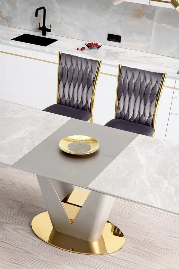 Stół rozkładany VALENTINO 160/220x90 - szary/złoty