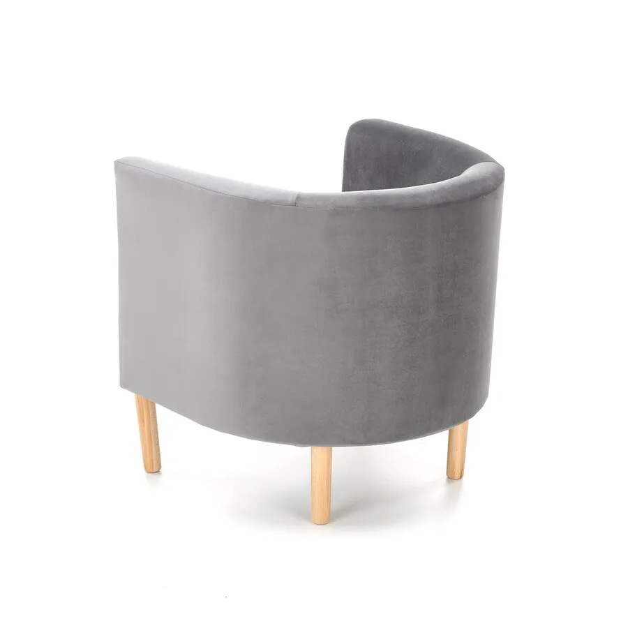 Fotel welurowy CLUBBY 2 - popielaty/naturalny