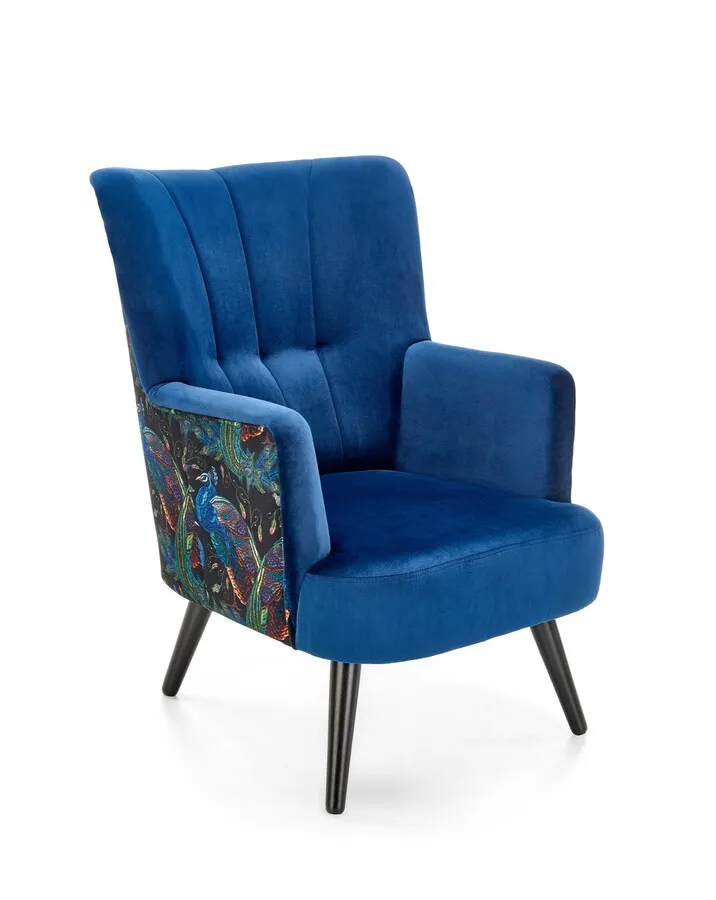 Fotel welurowy PAGONI - granatowy Bluvel 86