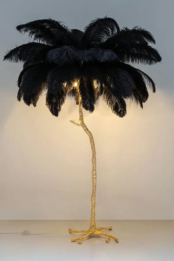 Lampa podłogowa TIFFANY - złoty/czarny