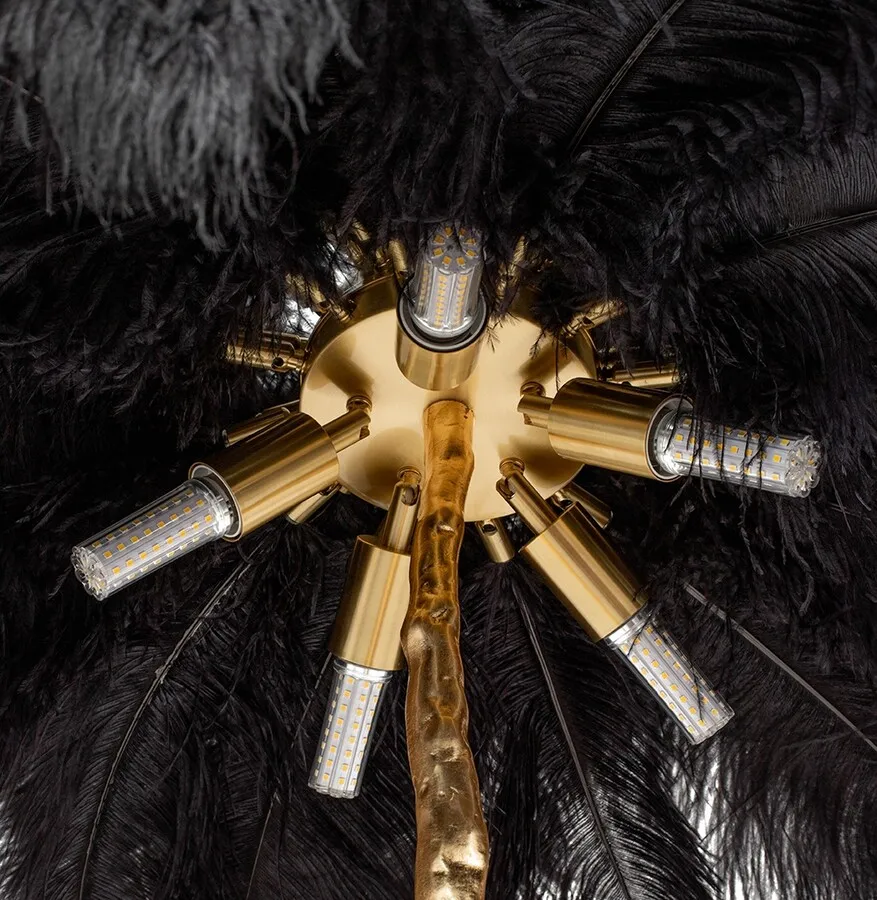 Lampa podłogowa TIFFANY - złoty/czarny