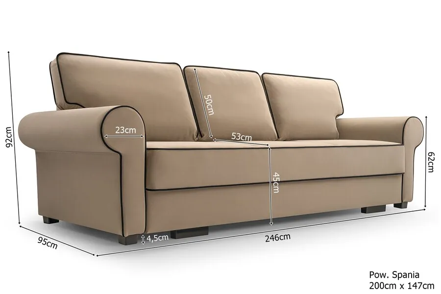 tkanina Matt Velvet 09 + Matt Velvet 99 Sofa rozkładana BETI