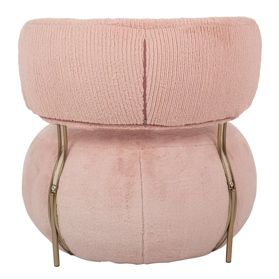 Fotel LOW TEDDY PINK - różowy