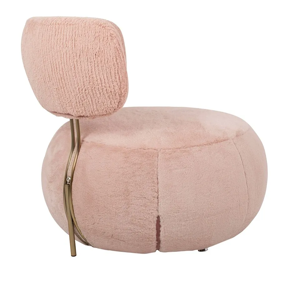 Fotel LOW TEDDY PINK - różowy
