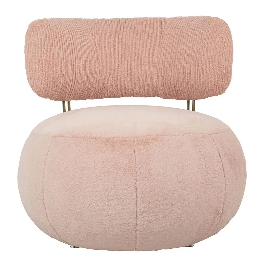 Fotel LOW TEDDY PINK - różowy