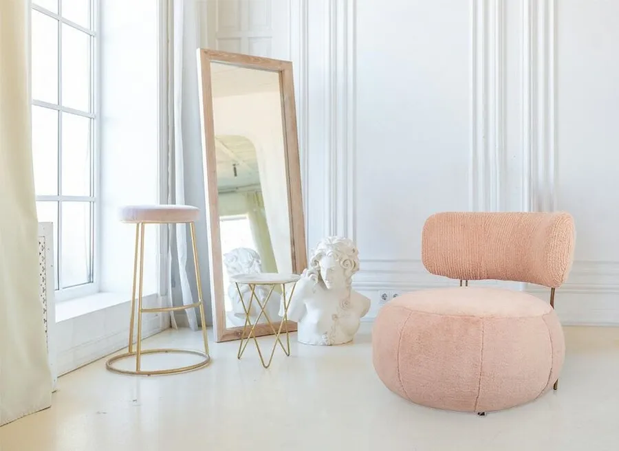 Fotel LOW TEDDY PINK - różowy