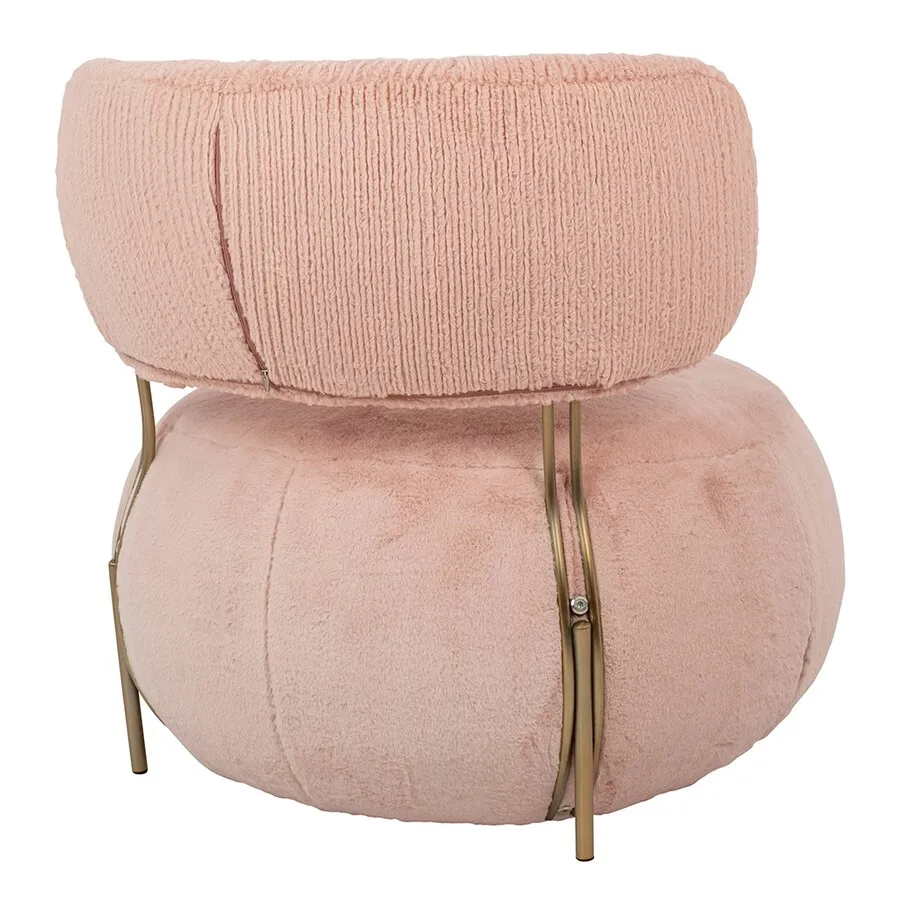 Fotel LOW TEDDY PINK - różowy